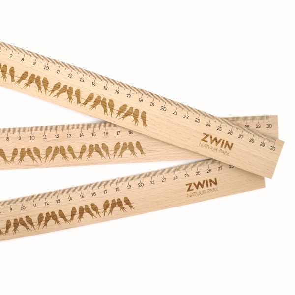 Wooden ruler 30 cm with steel side